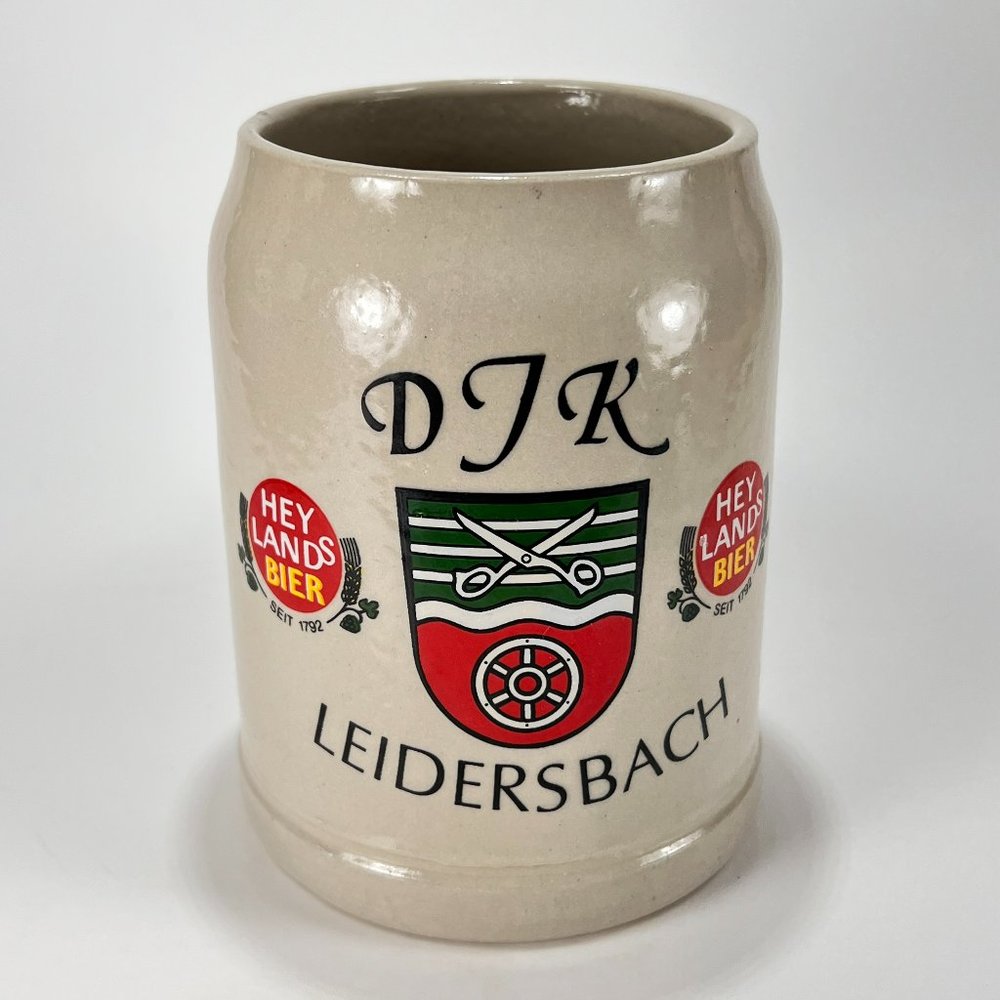 Vtg DJK Leidersbach Crest Stein Mug Stoneware Heylands Beer Rastal 80s